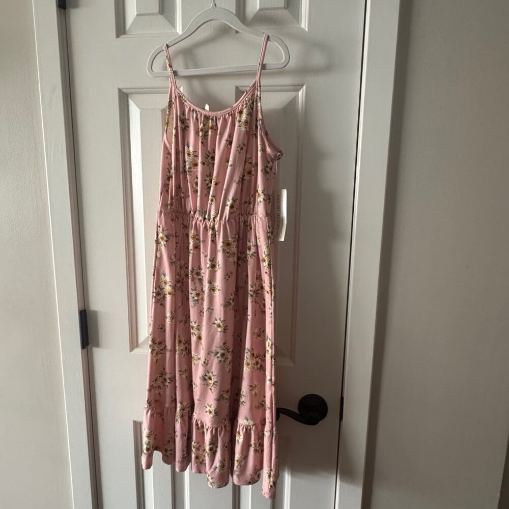 Social Academy Girls Pink Sunflower Print Maxi Dress Size 10 New with Tag